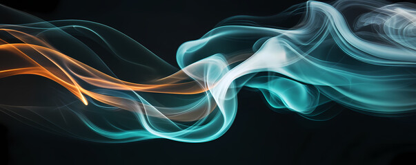Aufkleber - Abstract Smoke Waves: Dynamic abstract composition featuring swirling, vibrant smoke, with flowing lines and ethereal color gradients.