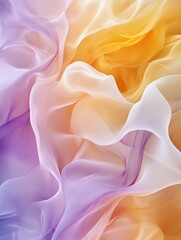 Poster - smooth fluid shapes in pastel yellow and light lavender, blending seamlessly into each other for a g
