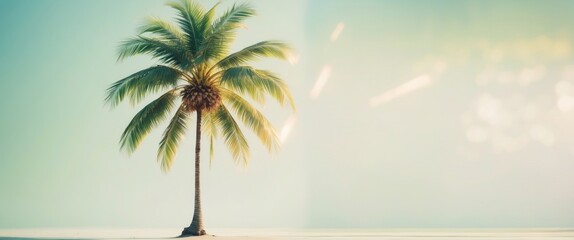 Wall Mural - Tropical coconut palm tree set against a white background with a clipping path.