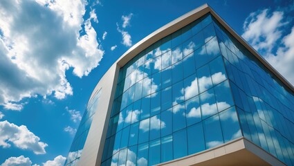 Poster - Architecture details Modern Building Glass facades. Curved reflections of windows.