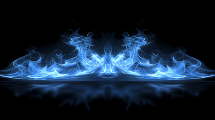 Aufkleber - Ethereal Flames: a mesmerizing dance of cool blue flames, mirroring in dark reflections, evoking a sense of mystery and energy. 