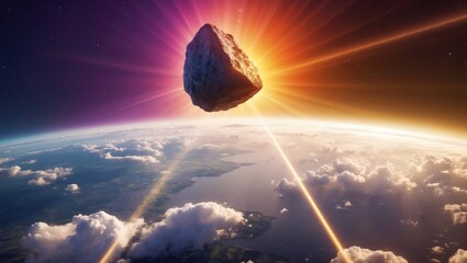 Wall Mural - attack of the asteroid (meteor) on earth.