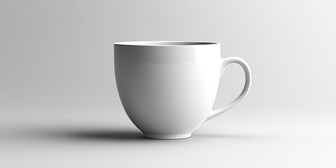 Poster - Elegant white cup on a smooth gray surface, showcasing minimalist design and clean lines