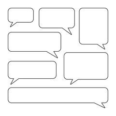 Aufkleber - Set of classic rectangular speech bubbles with black outline on white background