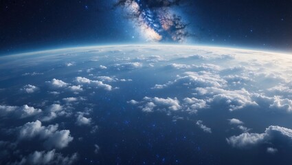 Wall Mural - view of the stars and milky way over earth from space.