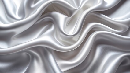 Poster - Satin texture in white and gray that features a white silver fabric silk background with a beautifully soft blurred natural pattern.