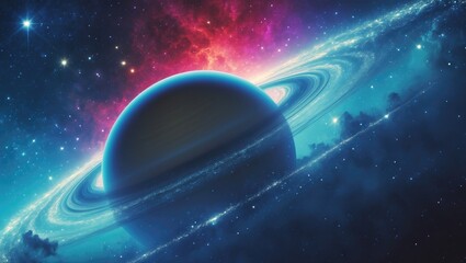 Wall Mural - Artwork of an endless universe featuring massive planets, brilliant stars, and starfields. Awe-inspiring cosmic scenery.