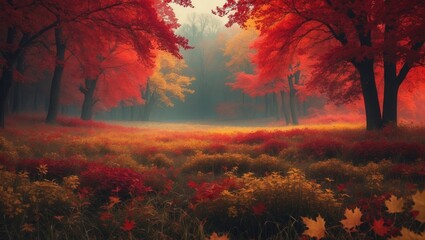 Poster - 4k abstract color wallpaper background, backdrop, template, design for vitality, health energy, and more. Autumn shades of red, orange, and yellow.