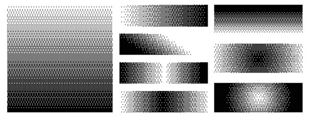Poster - Set Bitmap Gradient Pattern Texture Abstract Background Pixel Art.