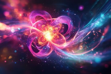 Poster - Colorful abstract representation of atomic energy in a cosmic setting