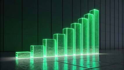 Poster - Green Growth Chart: Capturing the upward trajectory of business success and progress, the glowing chart signifies growth and development in a stylized setting. 
