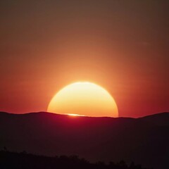 Poster - As the sun begins to rise over distant hills, warm hues envelop the landscape, creating a cosmic ambiance that inspires wonder and tranquility at dawn Generative AI