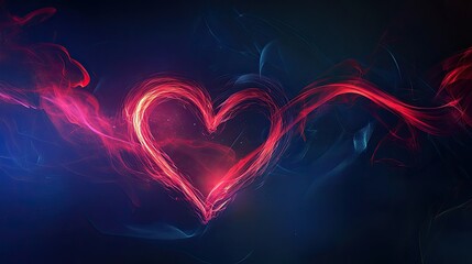 Poster - Abstract heartbeat pulse line forming a heart shape on a futuristic medical background.
