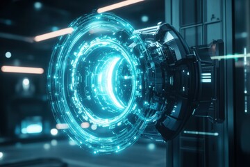 Leinwandbilder - Futuristic energy portal glowing with technology in a high-tech laboratory environment