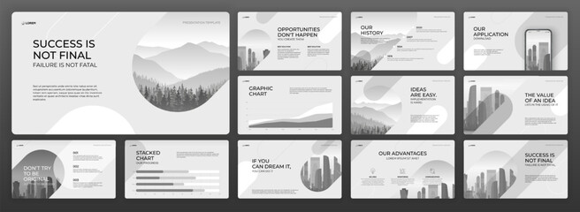 Wall Mural - minimalistic powerpoint presentation template. use for creative presentation background, brochure co