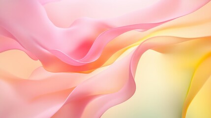 Poster - Soft pastel fabric flows gracefully in gentle curves, creating an elegant visual effect full of color and texture