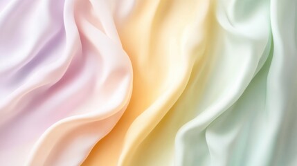 Poster - Soft pastel fabrics create a gentle wave pattern, displaying a blend of colors in a serene and calming arrangement