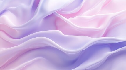 Poster - Soft silk fabric draping in gentle waves with pastel pink and purple hues reflecting soft light