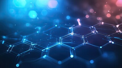 Aufkleber - Modern hexagonal medical background with interconnected glowing lines and abstract light effects.