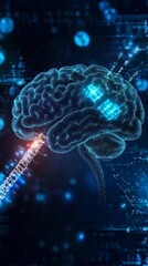 Poster - Neural data streams visualized with advanced technology in a futuristic representation