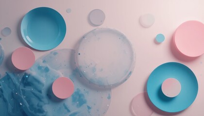 Poster - Creative abstract art display with colorful circular plates studio environment photography high angle view contemporary aesthetic