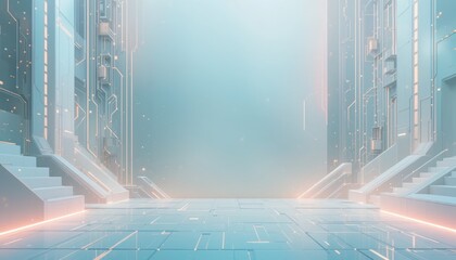 Poster - Futuristic technology showcase digital space visual art virtual environment aerial view conceptual design with abstract elements