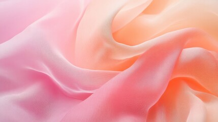 Poster - Soft pastel fabric draped elegantly showcasing gradient hues from pink to orange in a delicate arrangement