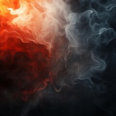 Leinwandbilder - Abstract Confluence: A dance of fire and ice, where vibrant embers meet the chilling touch of ethereal smoke.