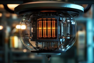 Poster - Innovative quantum processor displayed in a high-tech research facility