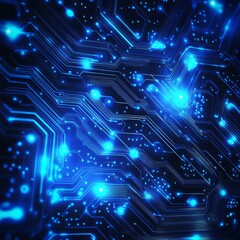 Poster - Abstract Glowing Blue Circuit Board: A Modern Technological Background Depicting Connectivity and Innovation