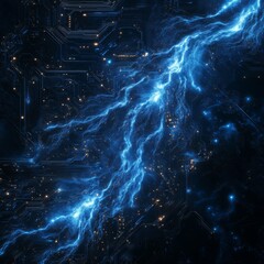 Aufkleber - Electric Circuitry and Energetic Flow: A Digital Symphony of Lightning and Technology 