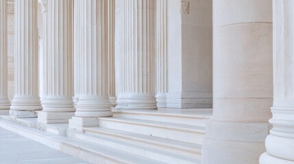 Poster - Elegant Classical Architecture with Columns and Steps in Soft Light