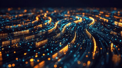 Aufkleber - A digital matrix of glowing fiber-optic lines, symbolizing the vast, interconnected world of high-speed communication.