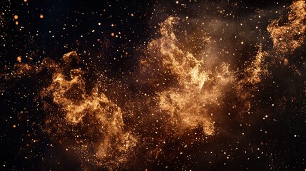Poster - A dramatic explosion of fiery particles, glowing embers scattering through the dark.