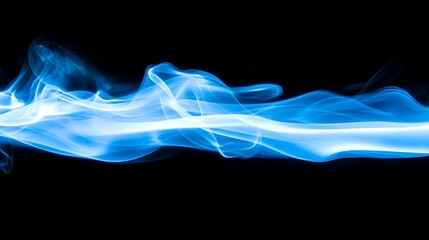 Poster - Abstract blue smoke swirls against a black background.  Fluid, ethereal, and dynamic smoke patterns