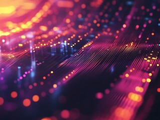 Fototapete - Dynamic digital waveforms in vibrant gradient colors abstract art studio visual design