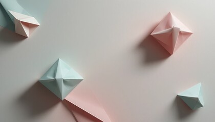Poster - Creative paper art installation studio space visual art minimalist environment top-down view contemporary concept
