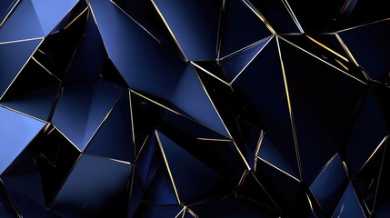 Poster - Abstract geometric shapes with sharp angles and reflective surfaces creating a dynamic visual depth in dark tones