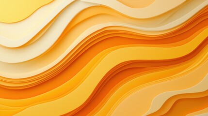 Aufkleber - Abstract orange gradient background with paper wave textures flowing smoothly, forming a contemporary wallpaper.