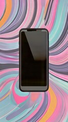 Poster - Sleek mobile phone showcased on dynamic background for modern tech and vibrant visuals.