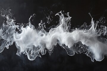 Aufkleber - Abstract white smoke swirls on black background. (2)