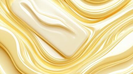 Poster - Close-up of wavy yellow paper folds, forming a sleek and modern abstract 3D background with smooth curves.