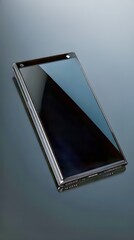 Poster - Sleek, modern smartphone with a reflective screen and polished metal casing. Minimalist design on display.