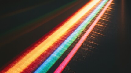 Poster - Colorful rainbow spectrum light reflections casting soft abstract flares on a black background.