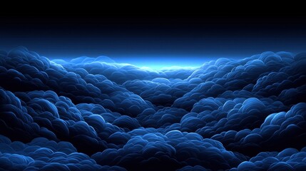 Leinwandbilder - Dark blue gradient background with drifting clouds of ethereal smoke, ideal for atmospheric or conceptual designs.