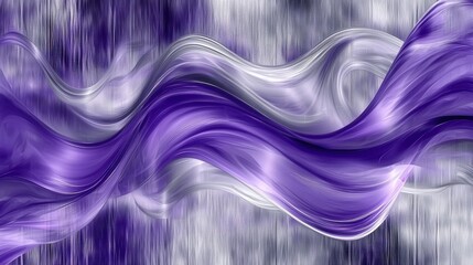 Poster - Deep royal purple abstract design with silky waves flowing across a textured metallic surface