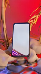 Poster - Phone display on abstract landscape