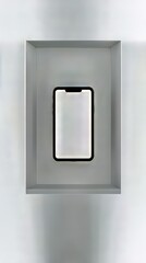 Poster - Framed Mobile Device: A modern, minimalist tech display encased in a sleek gray frame on a white background.