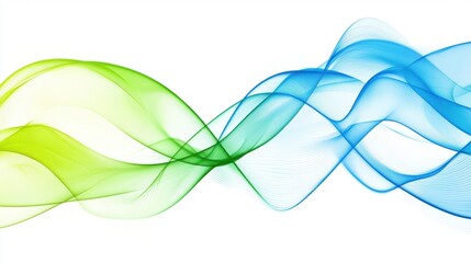 Poster - Flowing abstract green and blue lines forming a futuristic background with soft motion effects