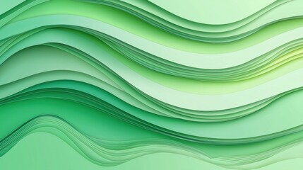Poster - Fluid paper-cut style background with soft green curves, resembling organic layers and smooth natural textures.